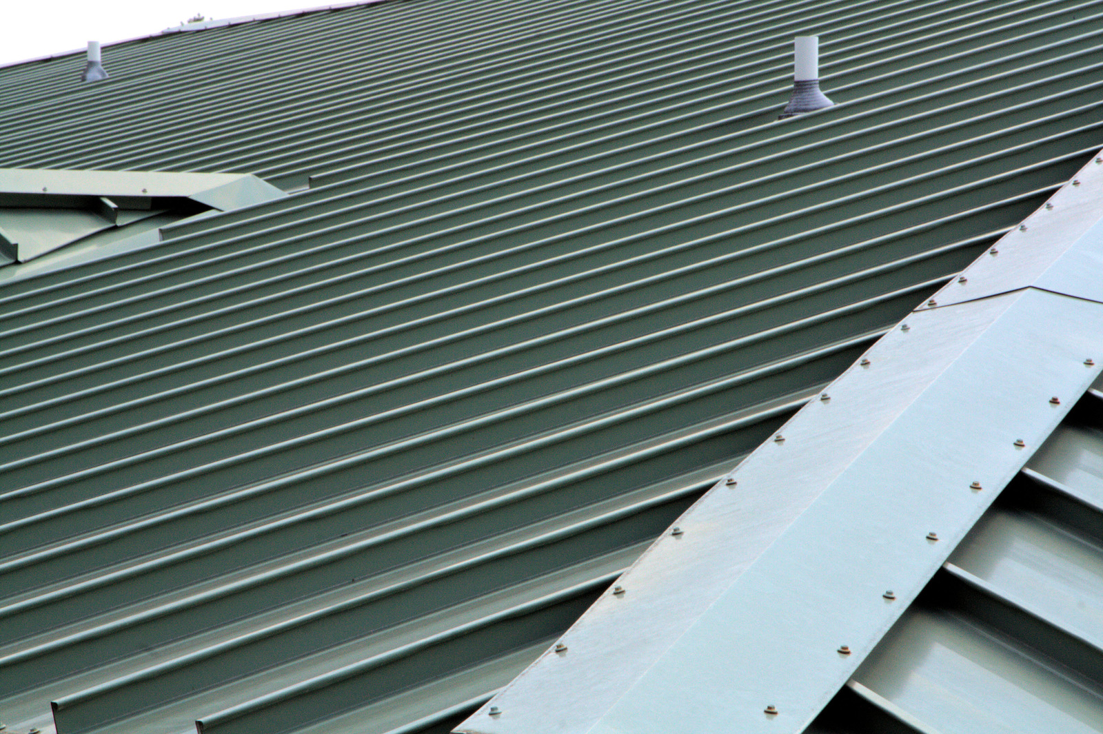 A ribbed black metal roof.